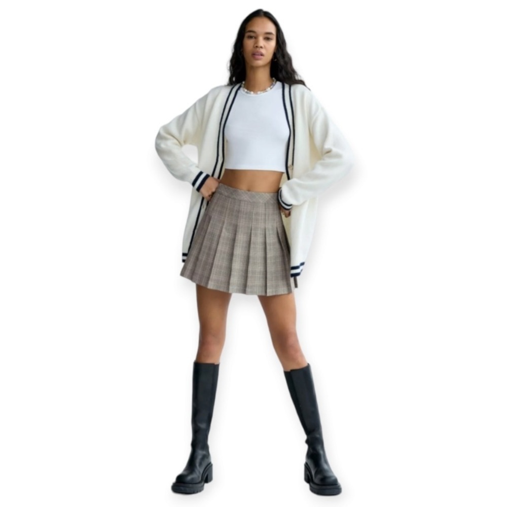 Aritizia Sunday Best "Olive" Mini Skirt  Pleated Plaid Size 2